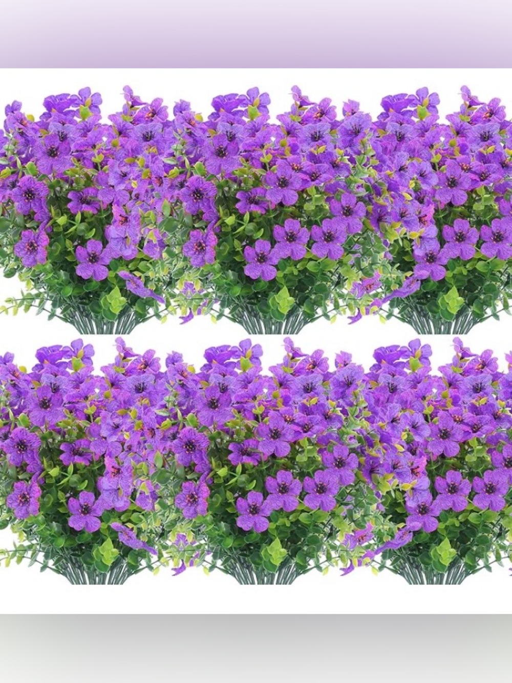 12 Bundles Artificial Flowers Outdoor UV Resistant Fake Plastic Plants,Purple